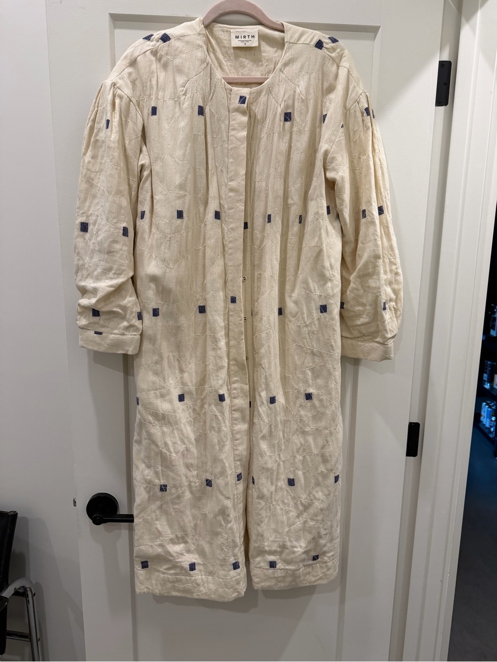 Mirth Cream Embroidered Long Trench Coat